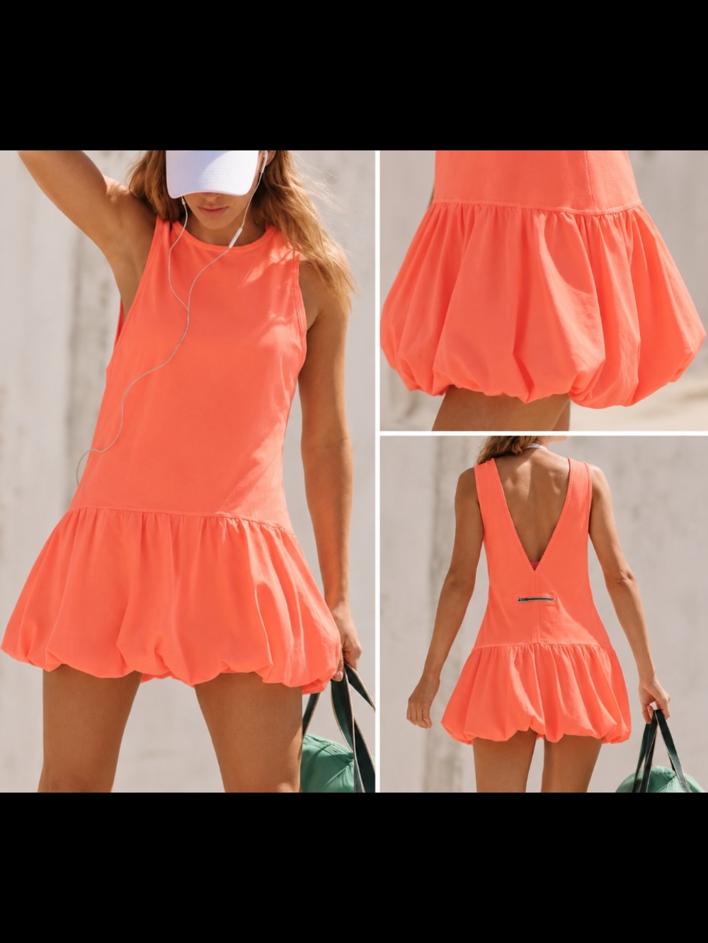 Free People Movement Neon Coral Hot Shot Bubble Dress Sz S EXCELLENT